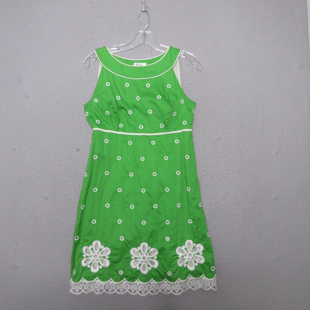Vintage Lilly Pulitzer Dress 2 Kelly Green Eyelet Embroidered Lace Floral Preppy